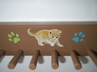 Wood Storage Rack Cat Feline Clothes Brown Accessories