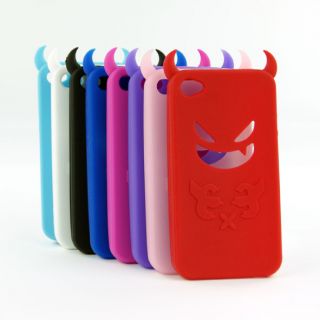 Blue Soft Devil Demon Silicone Back Case Cover Skin Pouch for iPhone