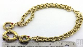  GOLD ITALY 5.32CTW DIAMOND/GEMSTONE CABLE CIRCLE DOUBLE CHAIN NECKLACE
