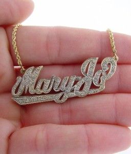 14K YELLOW DIAMOND MARYJO NAME PLATE ROPE CHAIN NECKLACE 20