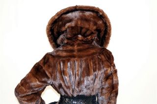 Shiny Brown mink fur coat jacket Large collar 61 sweep Vintage