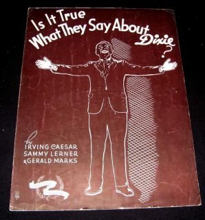 What They Say About Dixie 1936 Black Face Music Sheet