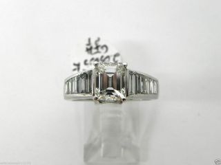  EMERALD CUT DIAMOND CENTER GIA VVS2 K Color Plat Diamond Ring Appr 24k