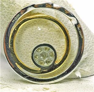  modern 14k yellow & white Gold diamond double Circle Ladies Pendant