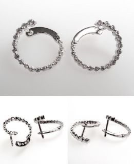 Diamond Hoop Style Earrings Post Backs 14K White Gold sku:yr2030