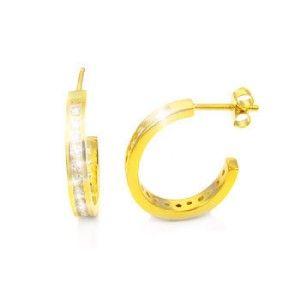 carat diamond alternatives half hoop earrings yellow 14k gold over