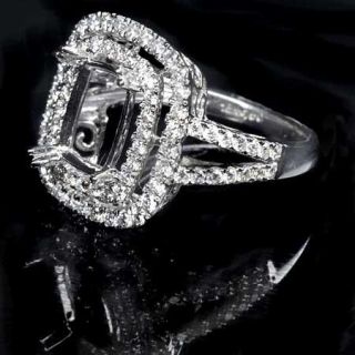 Diamond Radiant Emerald Cut Semi Mount Engagement Ring