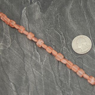 cherry quartz glass 8mm 16 square puff bead strands this is for one