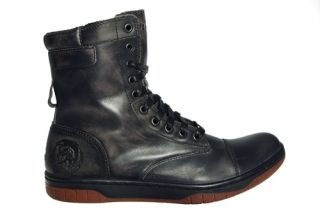 Diesel Mens Boots Basket Butch Black Leather T8013 Sz 10 M