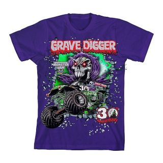 Grave Digger 30th Monster Jam Truck Boys T Shirt Size L 10 12 New