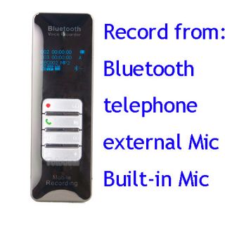 4GB Voice Recorder Dictaphone Bluetooth Cell Phone Record w External