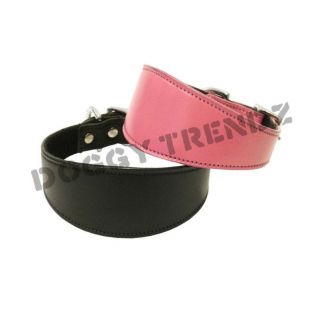  leather 12 14 16 whippet or lurcher black or pink leather dog collar