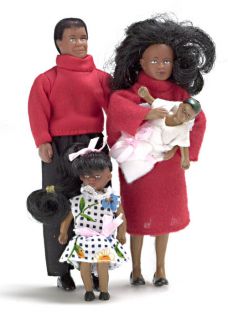 Dollhouse Miniature Vinyl Black Doll Family Modern People Father