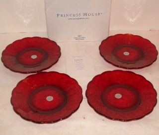 Princess House Ruby Red Plates Crystal Glass Fantasia Made in France
