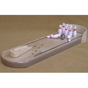 Executive Desktop Wood Bowling Game with Mini Pins Balls Great Office