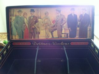 Early 1900s Vintage Detmer Woolens Traveling Salesman Display Case