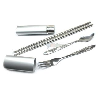 New Silver Dinnerware Set Chopsticks Fork Spoon