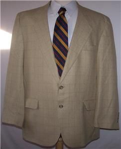 48R Roundtree Yorke Brown Gray Windowpane 2BT Sport Coat Jacket Suit