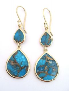 IPPOLITA Yellow Gold Polished Rock Candy Bronze Turquoise Earrings New