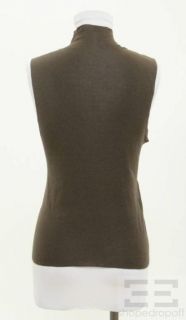 Donna Karan Signature 2Pc Brown Silk Mock Neck Top & Cardigan Set Size