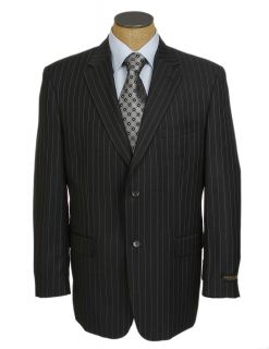 New Mens Donald Trump 2 Button Pleated Charcoal Gray Pinstripe Wool