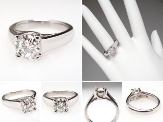 Carat Diamond Solitaire Engagement Ring Solid Platinum Fine Estate