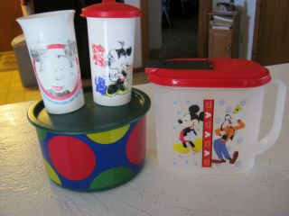 Childrens Lot of Tupperware M M Pitcher Vintage Zoo Animals and More