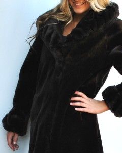 New Womens Donnybrook Faux Fur Coat Jacket Long Coat Brown Small S