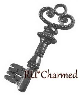 4pc Gunmetal Double Sided Key Pendant Charms Necklace Earring