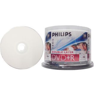 50 Philips 8x DVD R Double Layer White Inkjet Printable 8 5GB Dual DL