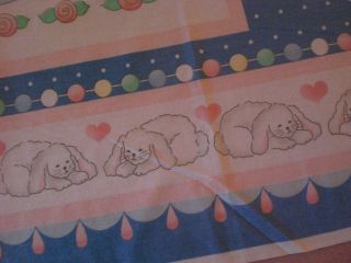 Bear Dog Toys in Cradle Baby Quilt Fabric Craft Panel