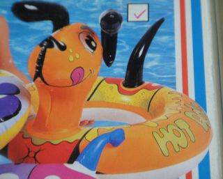   deluxe animal hot dog swim ring pool toy float blow up rider toy