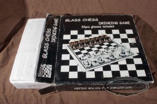 Glass Chess Drinking Game in Good Condition