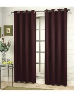  84 Textured Woven Grommet Curtain Drapes Pair Panel in Espresso
