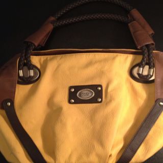 Dolce Gabbana Leather Hobo Shoulder Handbag Large Yellow