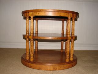 VINTAGE DREXEL END TABLE WALNUT THREE TIER OVAL ACCENT TABLE