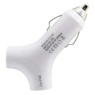 New White Y Dual 2 Port USB Car Charger Adapter for The New iPad 3 2