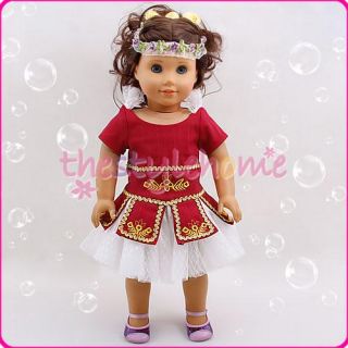  Red Doll Clothes Dress Fit American Girl Doll 18 Inch Doll Accessories