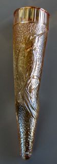 Dugan Diamond Scarce Woodpecker Wall Vase 1920s Marigold Carnival