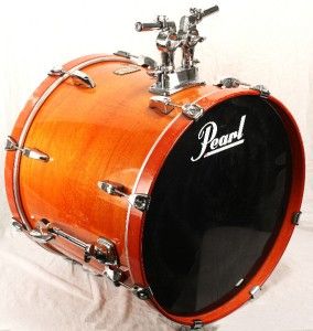 pearl export elx 22 x 18 bass drum drums percussion trans amber finish