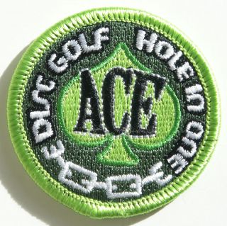 Disc Golf Embroidered ACE PATCH   Attach 2 bag   GREEN