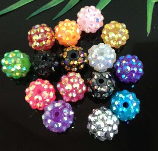 Free 16pcs 15color Resin Twinkling Disco Ball AB Crystal Spacer Beads