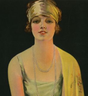  Deco Pin Up Print Flapper in Pearls Frederick Duncan Winsome