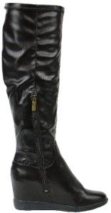 DKNY Donna Karen NY Womens Faux Leather Hayden Wedge Boots Bitter