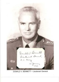 Donald Bennett Autograph 4 Star General 2 Purple Hearts Army