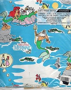 SEALED Gift Wrap Wrapping Paper DISNEY The Little Mermaid Contempo