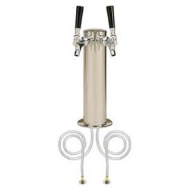  D4743DT SS Polished Stainless Steel Dual Faucet Draft Beer Tower   3