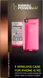 NEW Duracell PowerMat iPhone 4 4S Wireless Charging Case Pink RCA4P1