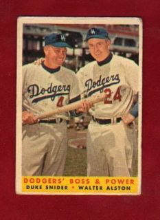 1958 Topps Duke Snider Walter Alston Dodgers Boss Power Card 314 BV $