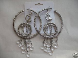 Baby Phat Earrings New Silver Double Hoops MSRP $35
